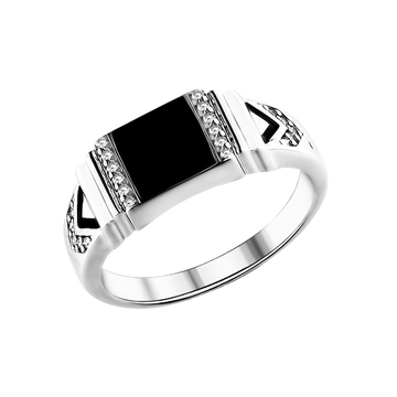 Herrenring mit Zirkonia und Emaille