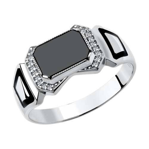 Herrenring mit Onyx und Zirkonia