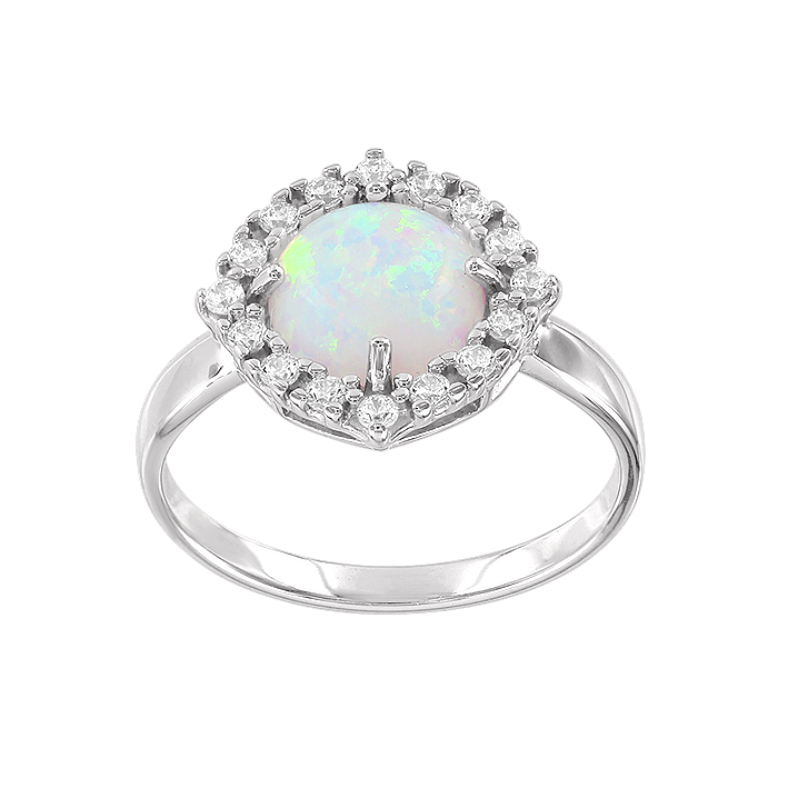 Damenring mit Opal und Zirkonia