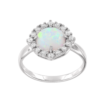 Damenring mit Opal und Zirkonia