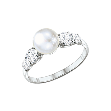 Damenring mit Perle und Zirkonia
