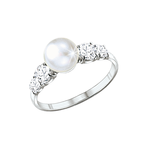 Damenring mit Perle und Zirkonia