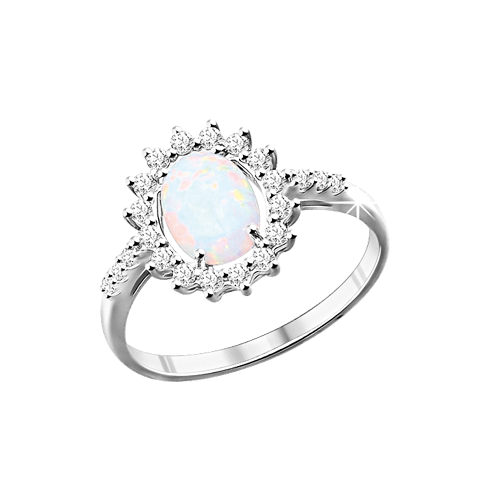 Damenring mit Opal und Zirkonia
