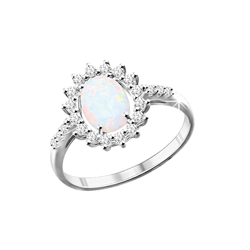 Damenring mit Opal und Zirkonia