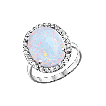 Damenring mit Opal und Zirkonia