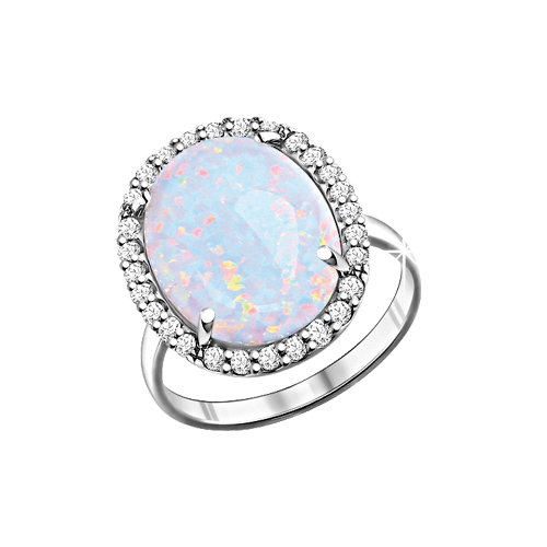 Damenring mit Opal und Zirkonia