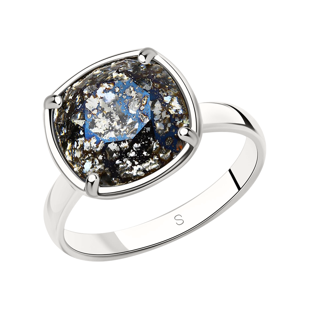 Damenring mit schwarzem Swarovski Kristall