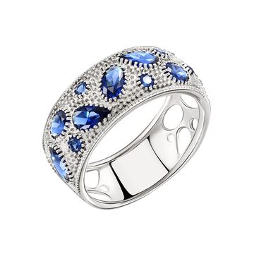 Damenring mit blauen Zirkonia