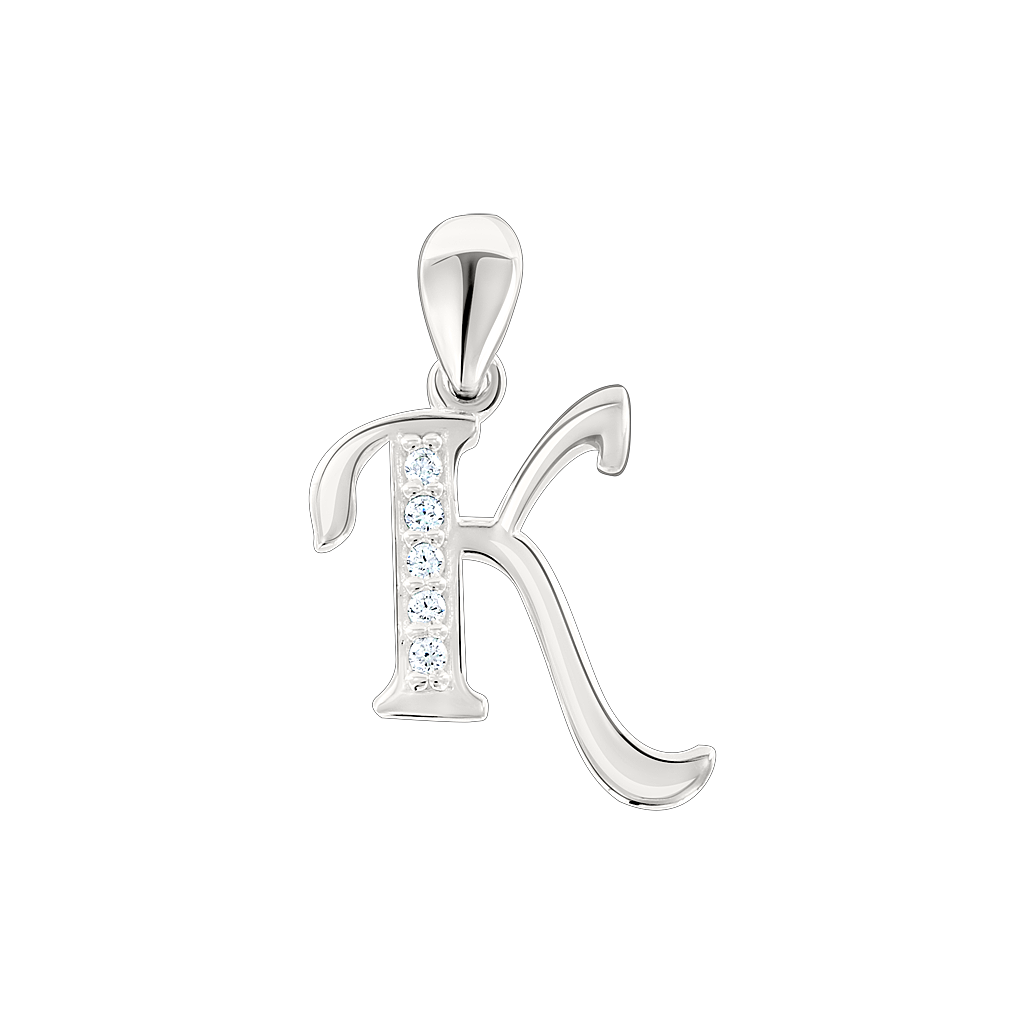 Buchstabenanhänger "K" mit Zirkonia