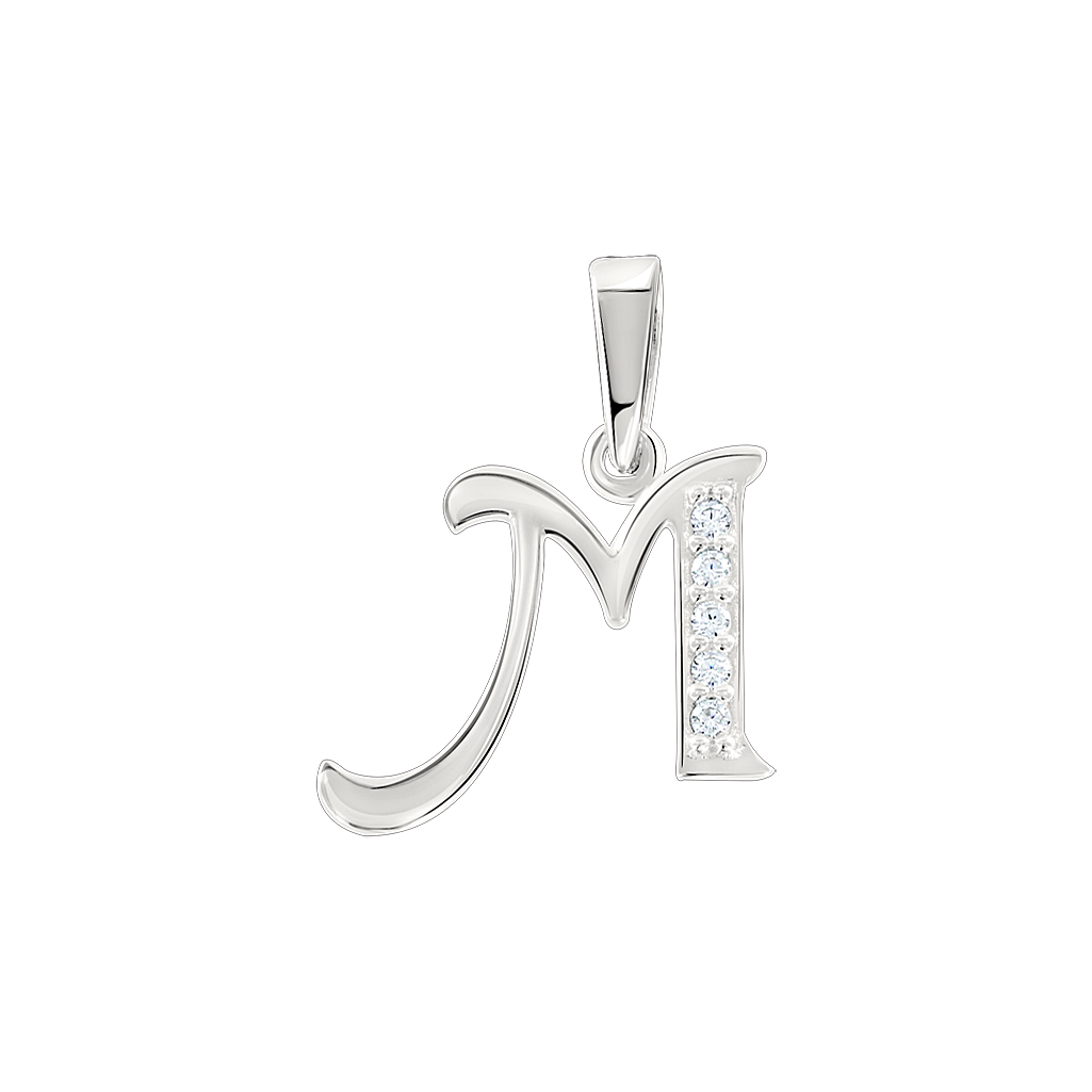 Buchstabenanhänger "M" mit Zirkonia