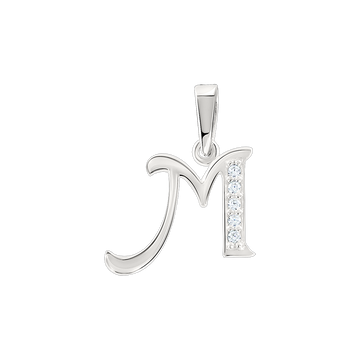 Buchstabenanhänger "M" mit Zirkonia
