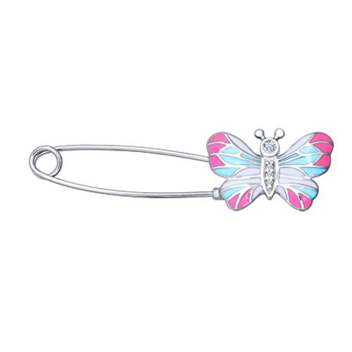 Brosche mit Zirkonia und Emaille