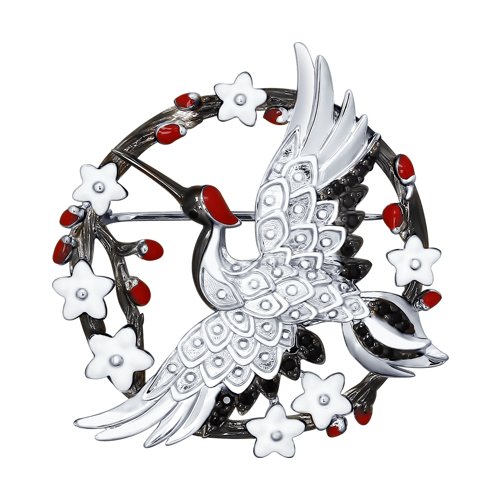 Brosche mit Emaille und Zirkonia