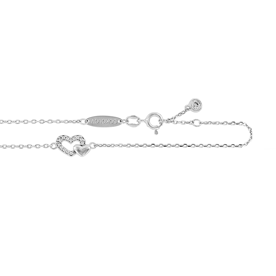 Fußkette "Herz" mit Zirkonia