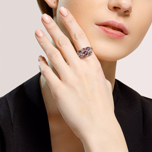Damenring mit Amethysten und Zirkonia