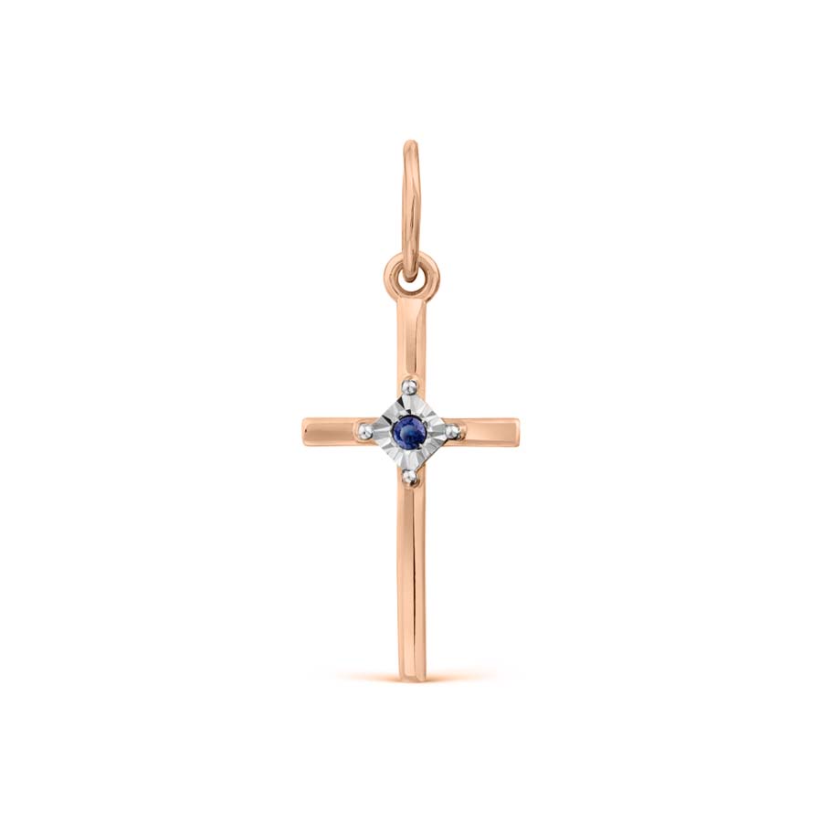 Anhänger - Kreuz mit Saphir