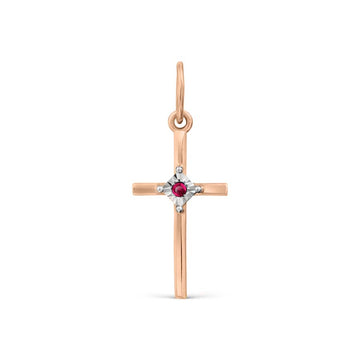 Anhänger - Kreuz mit Rubin