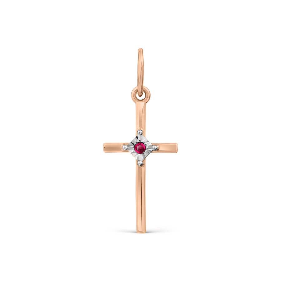 Anhänger - Kreuz mit Rubin