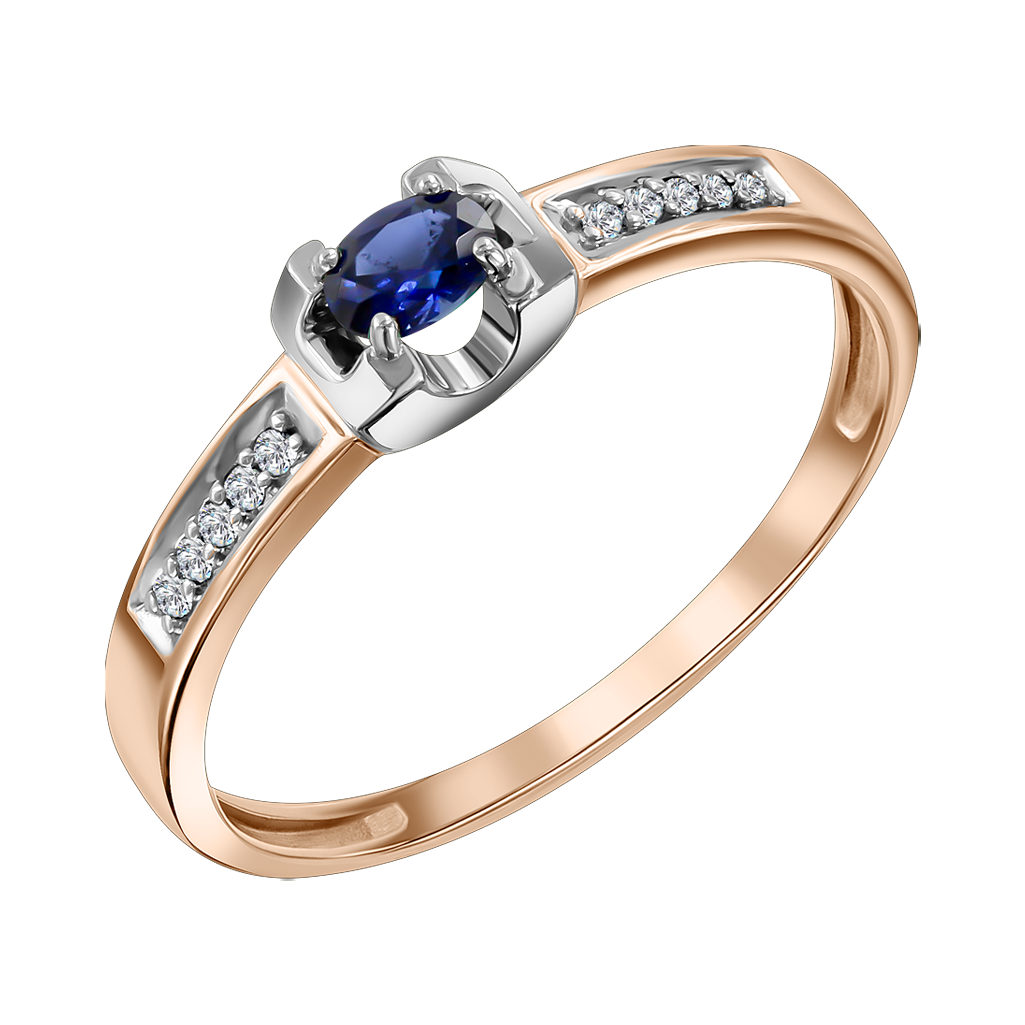 Damenring mit Brillanten und Saphir