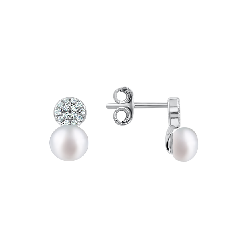 Ohrstecker mit Perle und Zirkonia