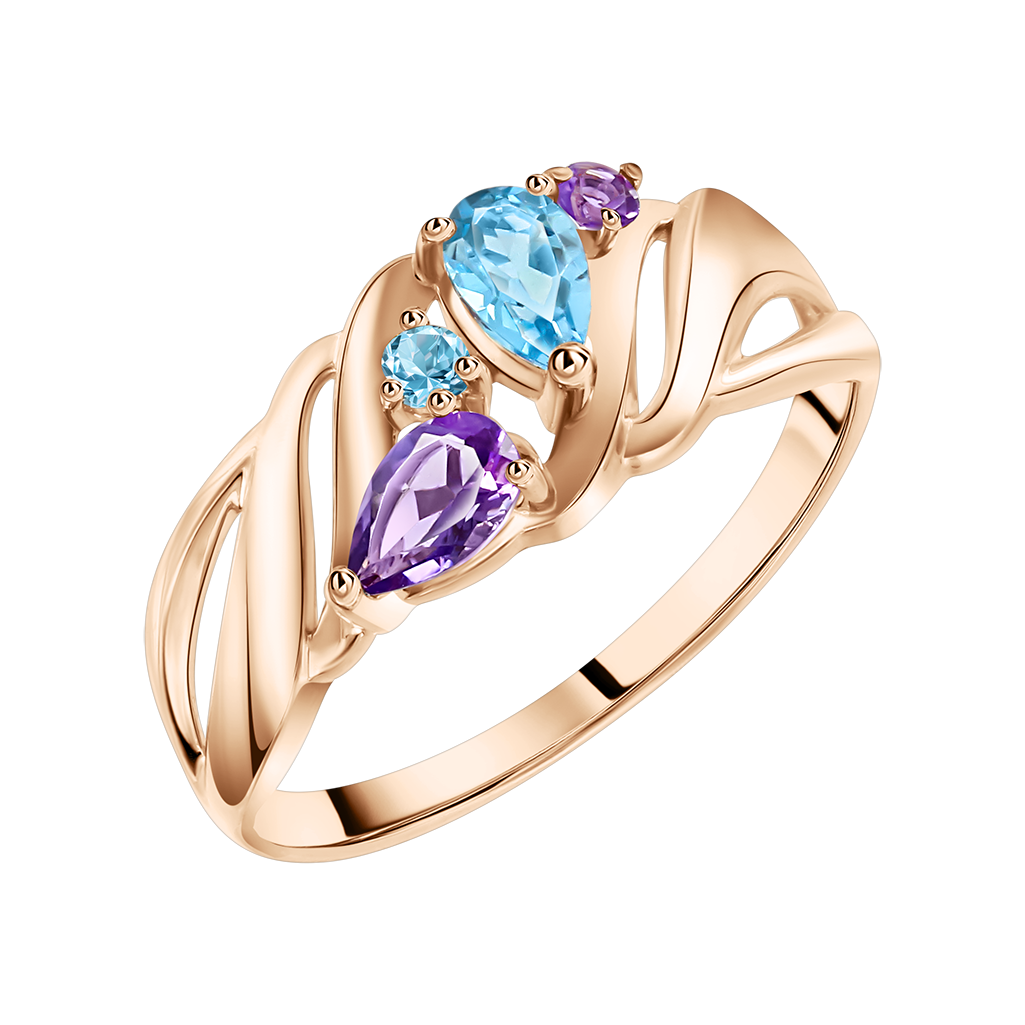 Damenring mit Topas und Amethyst