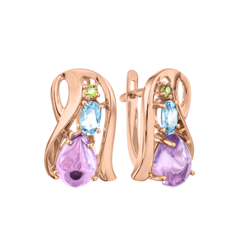 Ohrhänger mit Amethyst, Chrysolith und Topas