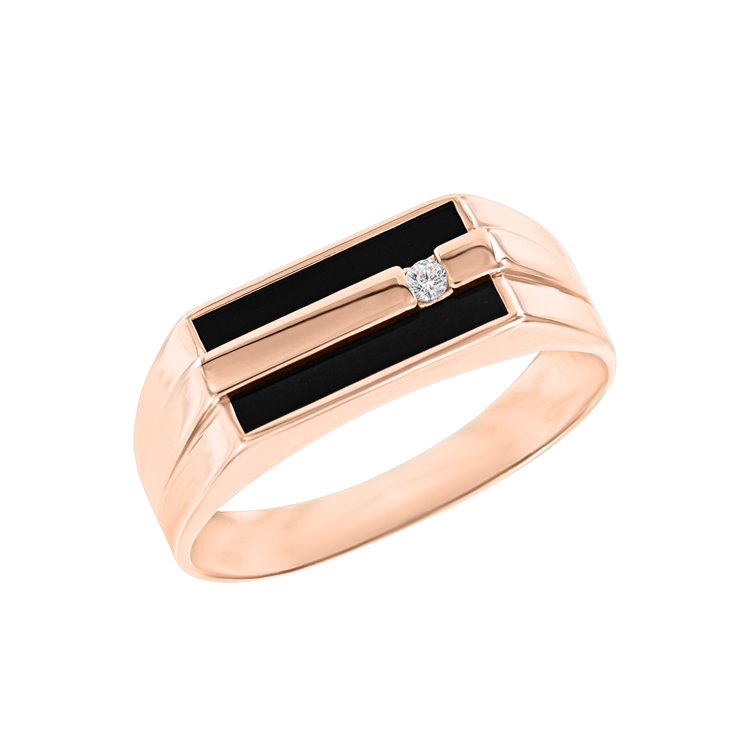 Herrenring mit Onyx, Brillant oder Zirkonia