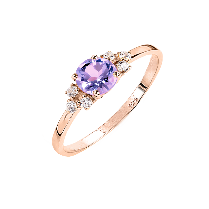 Damenring mit Amethyst und Zirkonia