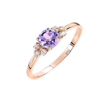 Damenring mit Amethyst und Zirkonia