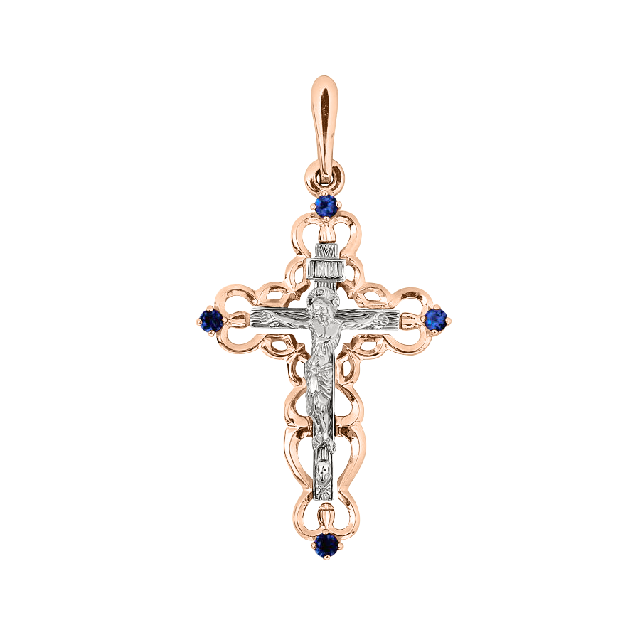 Anhänger Kreuz mit Saphir