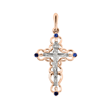 Anhänger Kreuz mit Saphir