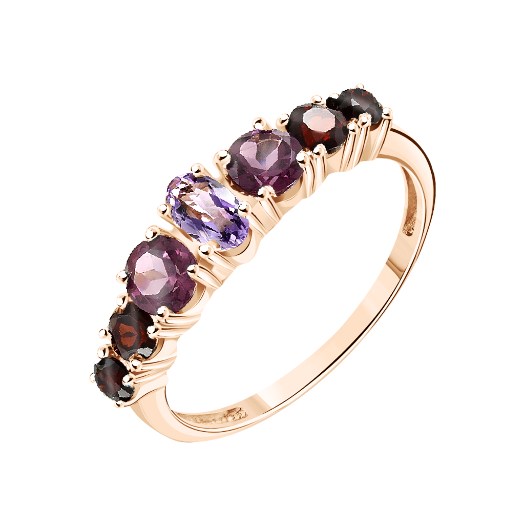 Damenring mit Granat, Rhodolit und Amethyst