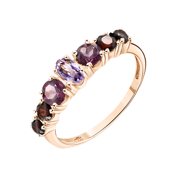 Damenring mit Granat, Rhodolit und Amethyst