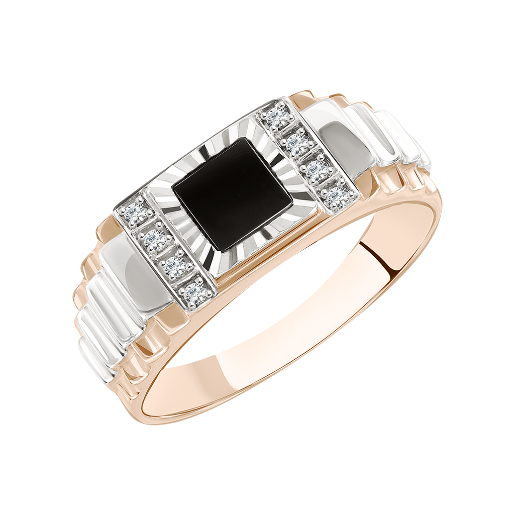 Herrenring mit Onyx und Zirkonia