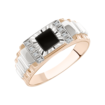 Herrenring mit Onyx und Zirkonia