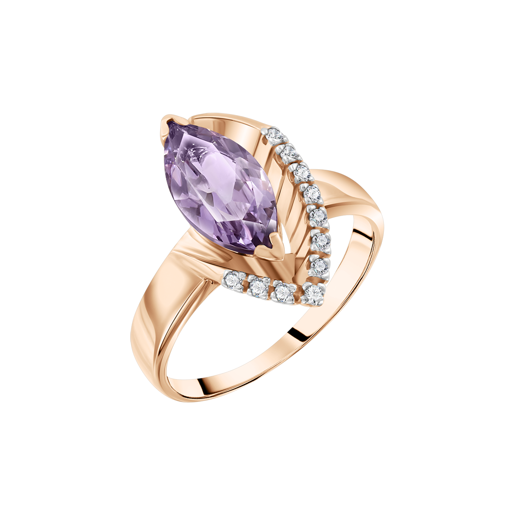 Damenring mit Amethyst und Zirkonia