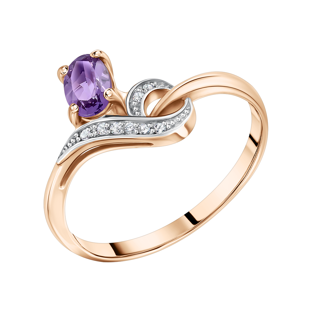 Damenring mit Amethyst und Zirkonia