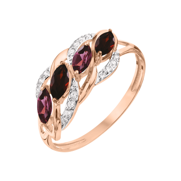 Damenring mit Granat, Rhodolith und Zirkonia