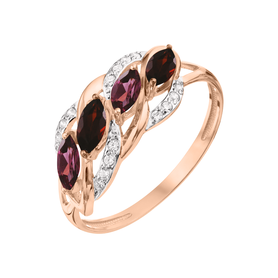 Damenring mit Granat, Rhodolith und Zirkonia