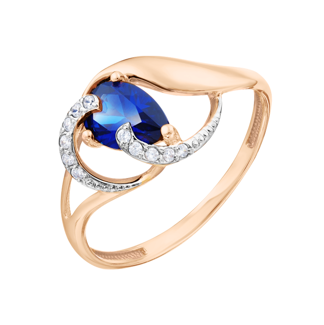 Damenring mit Saphir und Zirkonia