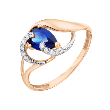Damenring mit Saphir und Zirkonia