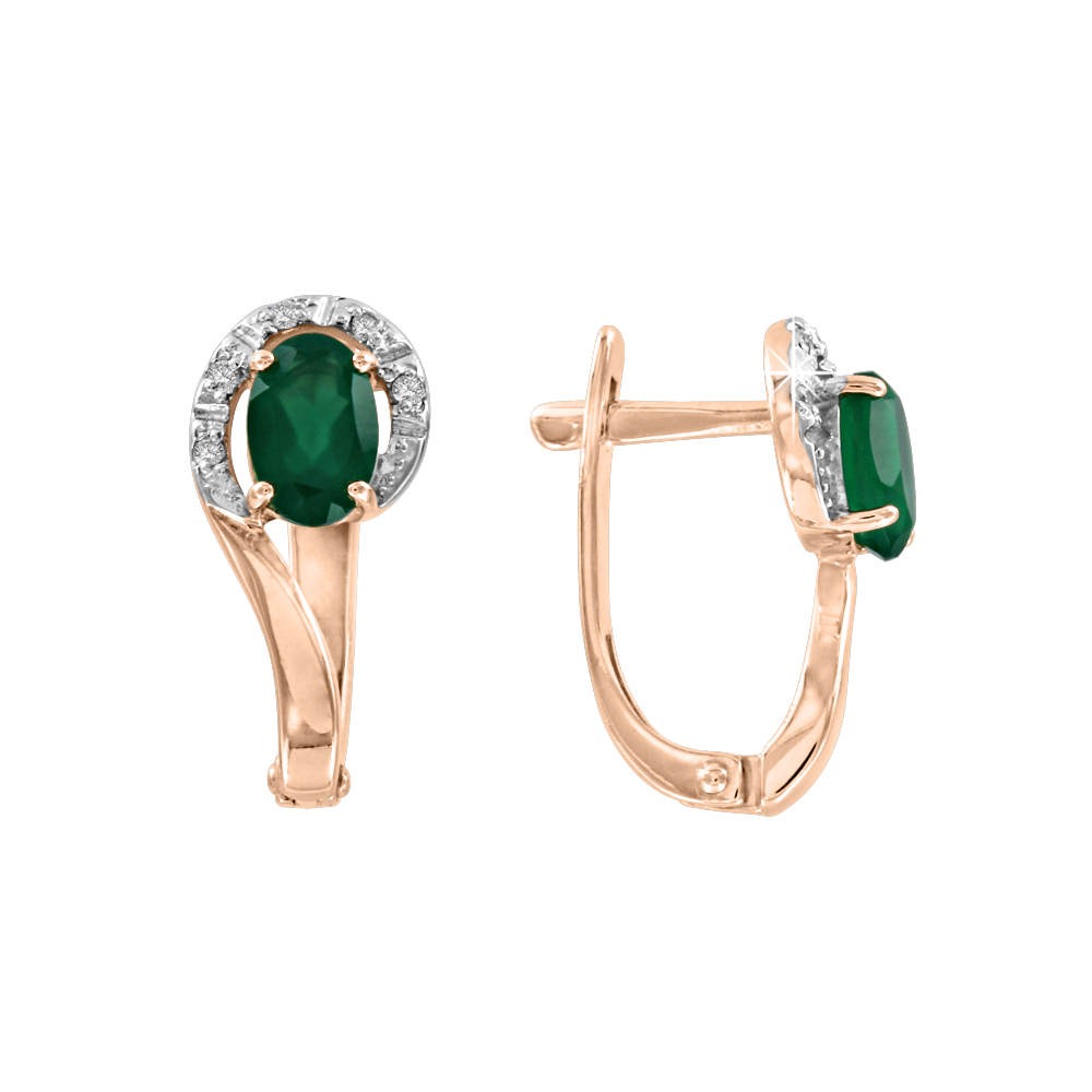 Ohrhänger mit grünem Onyx und Zirkonia