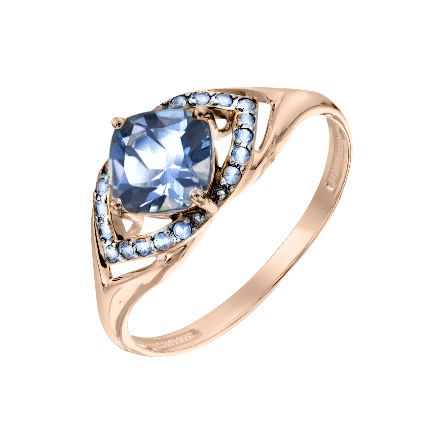 Damenring mit London blue Topas und Zirkonia