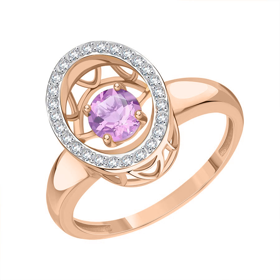 Damenring mit tanzendem Amethyst und Zirkonia