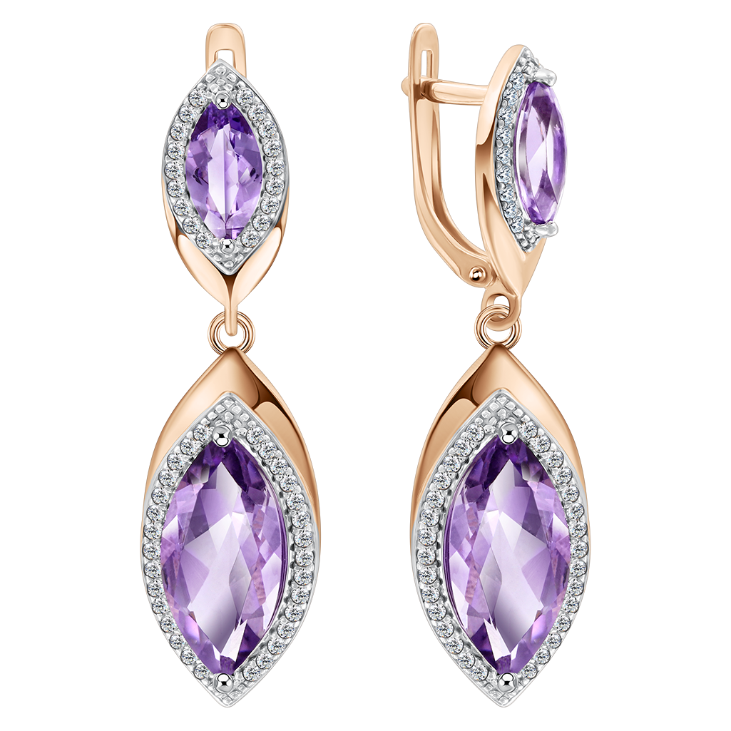 Ohrhänger mit Amethysten und Zirkonia