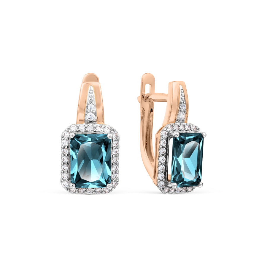 Ohrhänger mit London Blue Topas und Zirkonia