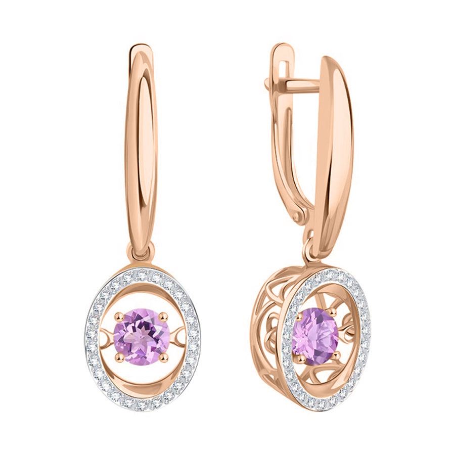Ohrhänger mit tanzendem Amethyst und Zirkonia