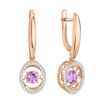 Ohrhänger mit tanzendem Amethyst und Zirkonia