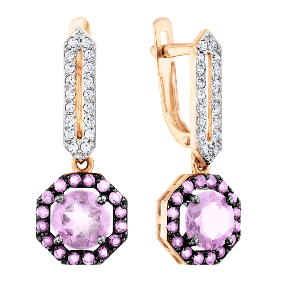 Ohrhänger mit Zirkonia und Amethysten