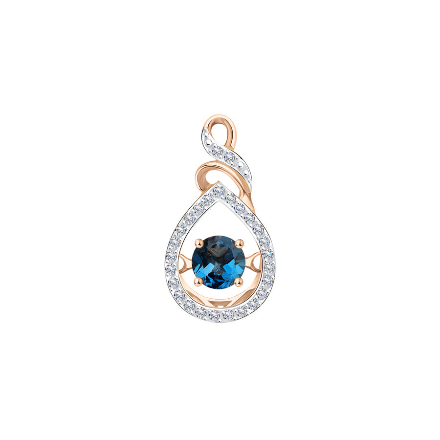 Anhänger mit tanzendem London Blue Topas und Zirkonia